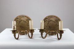A Pair of Arts & Crafts Brass Wall Lights with Galleons in Sail - Thumbnail 2
