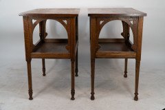 An identical pair of Arts and Crafts oak sidetable - Thumbnail 2