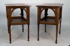 An identical pair of Arts & Crafts Oak sidetable - Thumbnail 3