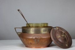 Carl Deffner. An Early Secessionist Style Copper & Brass Punch Bowl & Lid - Thumbnail 2