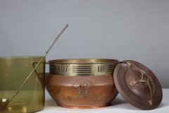 Carl Deffner. Early Secessionist Style Copper & Brass Punch Bowl & Lid - Thumbnail 3