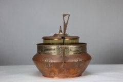 Carl Deffner. An Early Secessionist Style Copper & Brass Punch Bowl & Lid - Thumbnail 5