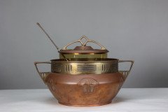 Carl Deffner. Early Secessionist Style Copper & Brass Punch Bowl & Lid - Thumbnail 7