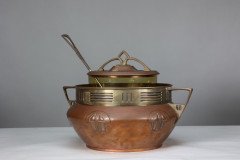 Carl Deffner. An Early Secessionist Style Copper & Brass Punch Bowl & Lid - Thumbnail 8