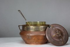 Carl Deffner. Early Secessionist Style Copper & Brass Punch Bowl & Lid - Thumbnail 9