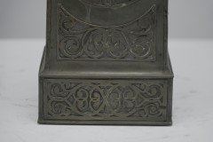 BGH Attributed, an Arts & Crafts Brass Mantel Clock with Stylised Floral Chasing - Thumbnail 7