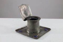 Liberty & Co., Arts & Crafts Pewter Inkwell with Violet Enamel Decoration - Thumbnail 2