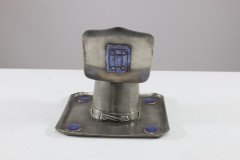 Liberty & Co., Arts & Crafts Pewter Inkwell with Violet Enamel Decoration - Thumbnail 5