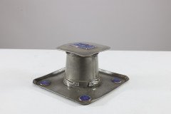 Liberty & Co., Arts & Crafts Pewter Inkwell with Violet Enamel Decoration - Thumbnail 7