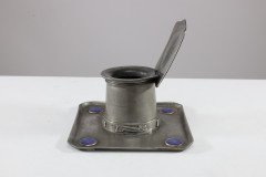 Liberty & Co., Arts & Crafts Pewter Inkwell with Violet Enamel Decoration - Thumbnail 8