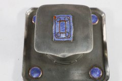 Liberty & Co., Arts & Crafts Pewter Inkwell with Violet Enamel Decoration - Thumbnail 9