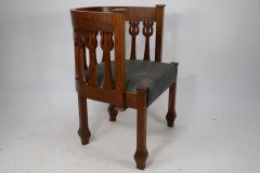 Arts & Crafts Oak Armchair with Stylised Floral Upright Decoration - Thumbnail 4