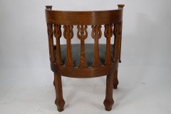 Arts & Crafts Oak Armchair with Stylised Floral Upright Decoration - Thumbnail 5