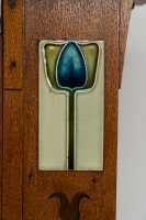 Arts & Crafts Oak Glazed Bookcase with inset period tiles - Thumbnail 11