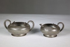 Liberty & Co., An English Pewter 0966 Arts & Crafts Milk & Sugar Bowl - Thumbnail 6