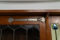 Arts & Crafts Oak Glazed Bookcase with inset period tiles - Thumbnail 15