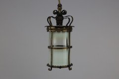 Arts & Crafts Brass Ceiling Lantern with the Original Vaseline Shade - Thumbnail 3