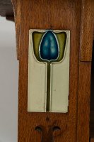Arts & Crafts Oak Glazed Bookcase with inset period tiles - Thumbnail 12