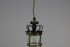 Arts & Crafts Brass Ceiling Lantern with the Original Vaseline Shade - Thumbnail 5