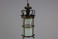 Arts & Crafts Brass Ceiling Lantern with the Original Vaseline Shade - Thumbnail 6