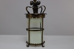 Arts & Crafts Brass Ceiling Lantern with the Original Vaseline Shade - Thumbnail 10