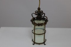 Arts & Crafts Brass Ceiling Lantern with the Original Vaseline Shade - Thumbnail 11