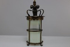 Arts & Crafts Brass Ceiling Lantern with the Original Vaseline Shade - Thumbnail 12