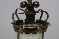 Arts & Crafts Brass Ceiling Lantern with the Original Vaseline Shade - Thumbnail 15