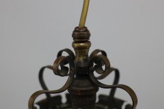 An Arts & Crafts Brass Ceiling Lantern with the Original Vaseline Shade - Thumbnail 16