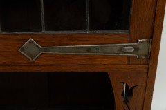 Arts & Crafts Oak Glazed Bookcase with inset period tiles - Thumbnail 19