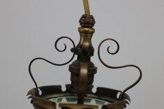 An Arts & Crafts Brass Ceiling Lantern with the Original Vaseline Shade - Thumbnail 17
