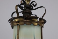 Arts & Crafts Brass Ceiling Lantern with the Original Vaseline Shade - Thumbnail 18