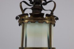 Arts & Crafts Brass Ceiling Lantern with the Original Vaseline Shade - Thumbnail 19