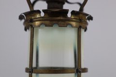 Arts & Crafts Brass Ceiling Lantern with the Original Vaseline Shade - Thumbnail 20