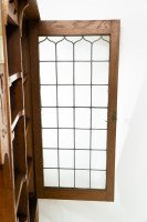 Arts & Crafts Oak Glazed Bookcase with inset period tiles - Thumbnail 20