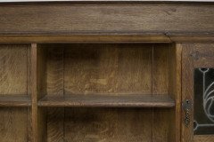 Liberty & Co. Arts & Crafts Oak Bookcase Stain Glass and Copper Hinges & Handles - Thumbnail 12