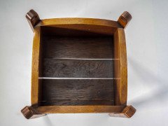 A Glasgow-Style Oak Arts & Crafts Copper Bound Planter with Stylised Elongated Top's with Circular Cutouts - Thumbnail 3