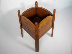 A Glasgow-Style Oak Arts & Crafts Copper Bound Planter with Stylised Elongated Top's with Circular Cutouts - Thumbnail 4