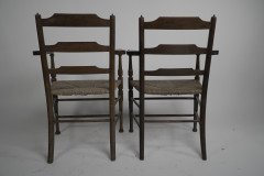 Morris & Co. A Rare Pair of Arts & Crafts Ladder Back Rush Seat Armchairs. - Thumbnail 5