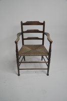 Morris & Co. A Rare Pair of Arts & Crafts Ladder Back Rush Seat Armchairs. - Thumbnail 9