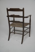 Morris & Co. A Rare Pair of Arts & Crafts Ladder Back Rush Seat Armchairs. - Thumbnail 12