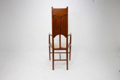 G. M. Ellwood.J. S. Henry. Pair of Arts & Crafts Mahogany Armchair with Pewter Inlay - Thumbnail 4