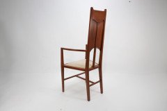 G. M. Ellwood.J. S. Henry. Pair of Arts & Crafts Mahogany Armchair with Pewter Inlay - Thumbnail 5
