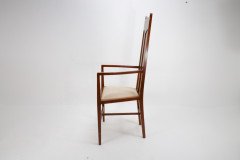 G. M. Ellwood.J. S. Henry. Pair of Arts & Crafts Mahogany Armchair with Pewter Inlay - Thumbnail 6