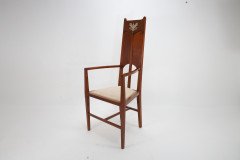 G. M. Ellwood.J. S. Henry. Pair of Arts & Crafts Mahogany Armchair with Pewter Inlay - Thumbnail 7