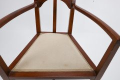 G. M. Ellwood.J. S. Henry. Pair of Arts & Crafts Mahogany Armchair with Pewter Inlay - Thumbnail 9