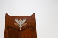 G. M. Ellwood.J. S. Henry. Pair of Arts & Crafts Mahogany Armchair with Pewter Inlay - Thumbnail 11