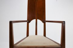 G. M. Ellwood.J. S. Henry. Pair of Arts & Crafts Mahogany Armchair with Pewter Inlay - Thumbnail 12