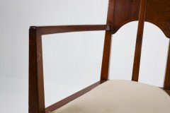 G. M. Ellwood.J. S. Henry. Pair of Arts & Crafts Mahogany Armchair with Pewter Inlay - Thumbnail 13