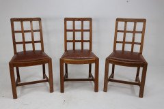 Heal's of London Attributed, a Set of Three Arts & Crafts Lattice-back Chairs with Matching Armchair - Thumbnail 2